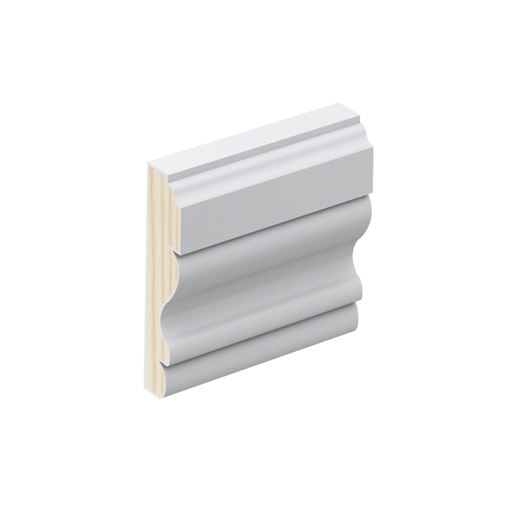 CR05B chair rail/dado rail profile in primed FJ pine.