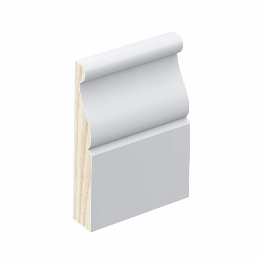 The SK445 skirting board profile in primed FJ pine and a height of 90mm.