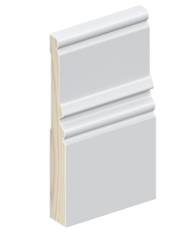The SK117B skirting board profile in primed FJ pine and a height of 185mm.
