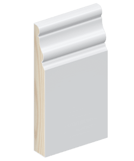The SK132 skirting board profile in primed FJ pine and a height of 185mm.