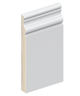 The SK450 skirting board profile in primed FJ pine and a height of 185mm.