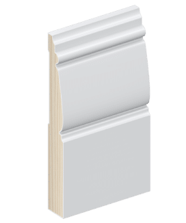 The SK522 skirting board profile in primed FJ pine and a height of 185mm.
