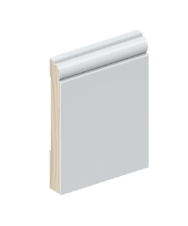 The SK52 skirting board profile in primed FJ pine and a height of 135mm.