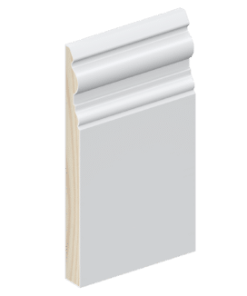 The SK60 skirting board profile in primed FJ pine and a height of 185mm.