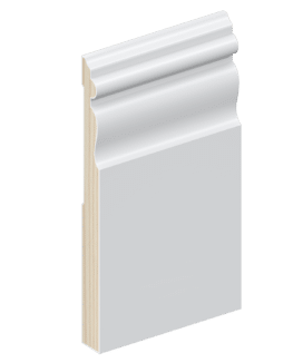 The SK767 skirting board profile in primed FJ pine and a height of 185mm.