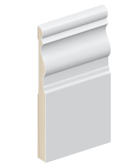 The SK799 skirting board profile in primed FJ pine and a height of 185mm.