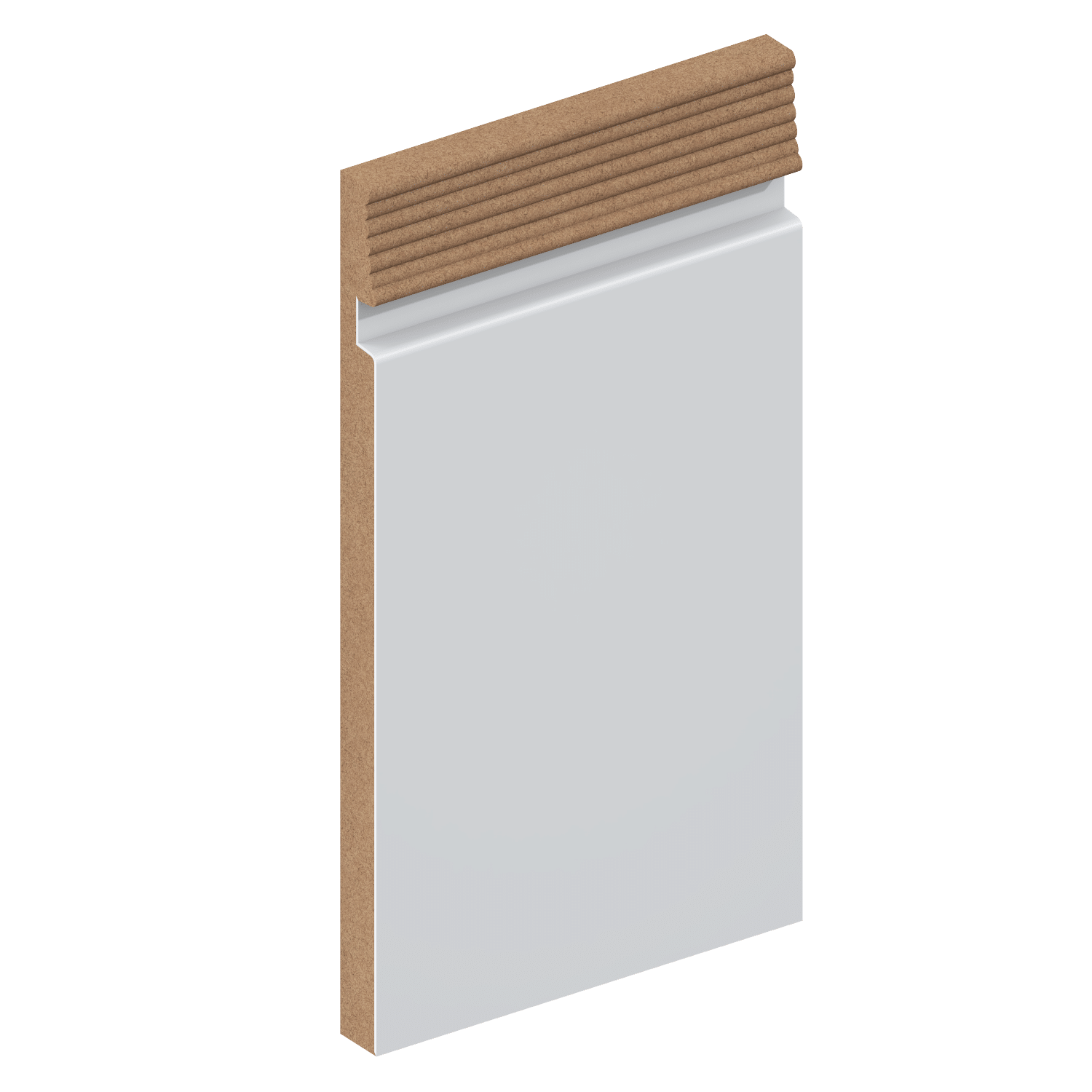 Intrim Shadowline SK800 in primed MDF and a visible height of 160mm from floor to top of shadowline groove