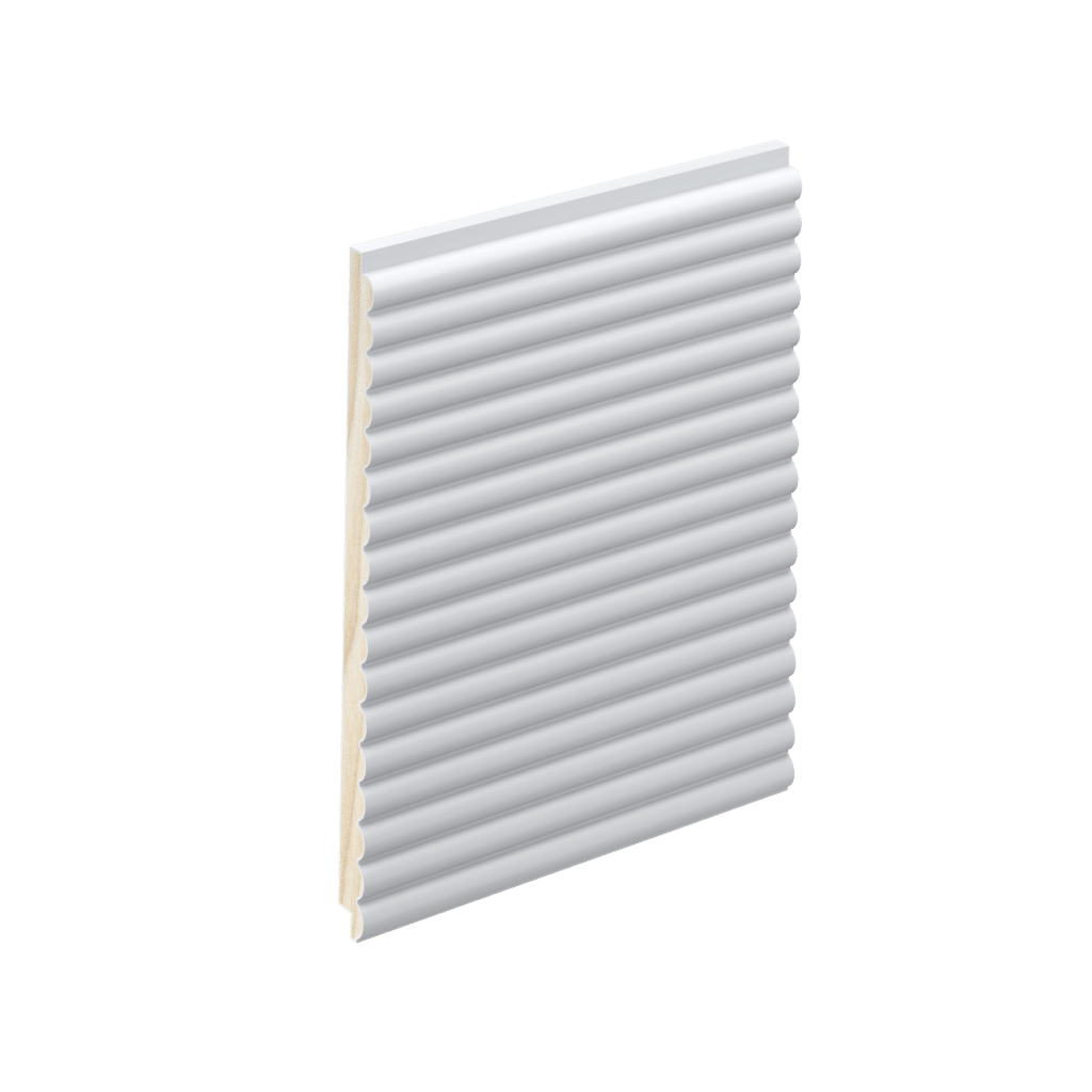 The LB35 lining board profile in primed FJ pine. Shown horizontally.