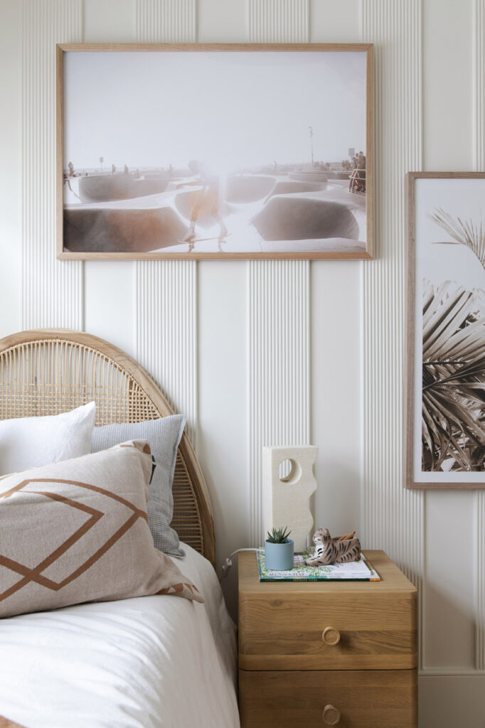 White Bedroom Wall battens Contemporary Cottage