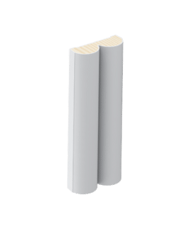 The DHR20 Double Half Round Moulding in primed FJ Pine.