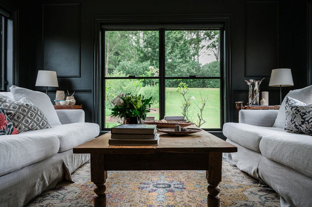 Modern Farmhouse style black wall panelling