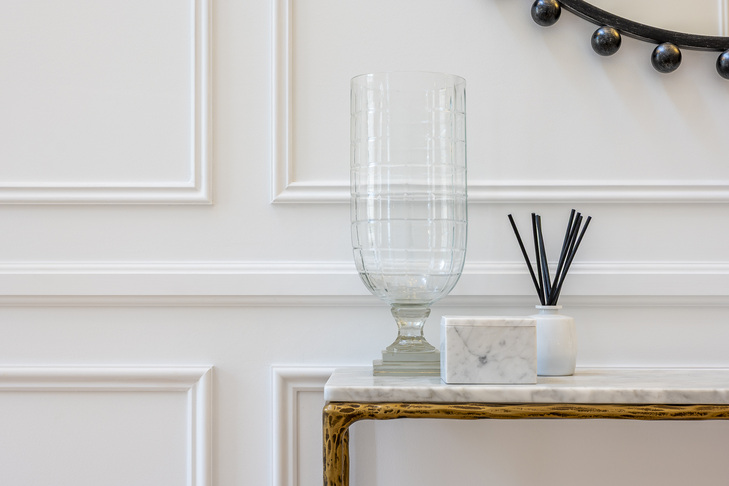 Decorative dado rail and wall panelling detail in a classic Australian interior, showcasing refined timber mouldings and architectural wall articulation.