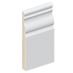 The SK460 skirting board profile in primed FJ pine and a height of 185mm.