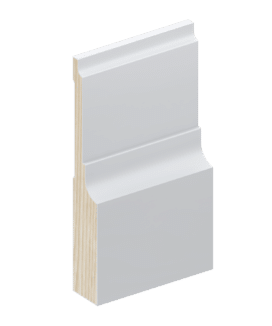 The SK187 skirting board profile in primed FJ pine and a height of 185mm.