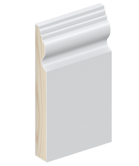 The SK110 skirting board profile in primed FJ pine and a height of 185mm.