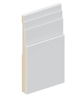 The SK4862 skirting board profile in primed FJ pine and a height of 185mm.