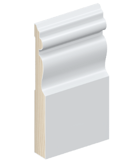 The SK115 skirting board profile in primed FJ pine and a height of 185mm.