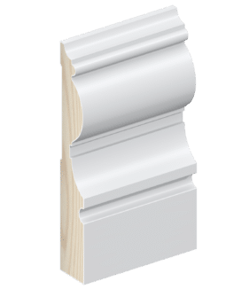 The SK245 skirting board profile in primed FJ pine and a height of 185mm.