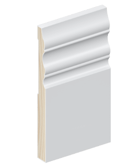 The SK343 skirting board profile in primed FJ pine and a height of 185mm.