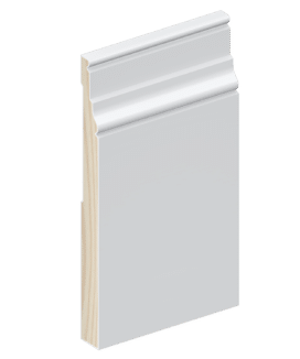The SK348 skirting board profile in primed FJ pine and a height of 185mm.