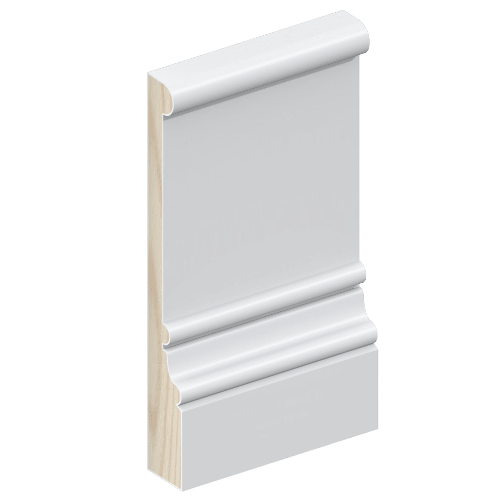 The SK551 skirting board profile in primed FJ pine and a height of 185mm.